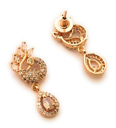 Image of Sasitrends Micro Gold Plated Peacock AD Stone Studded Jewellery Set