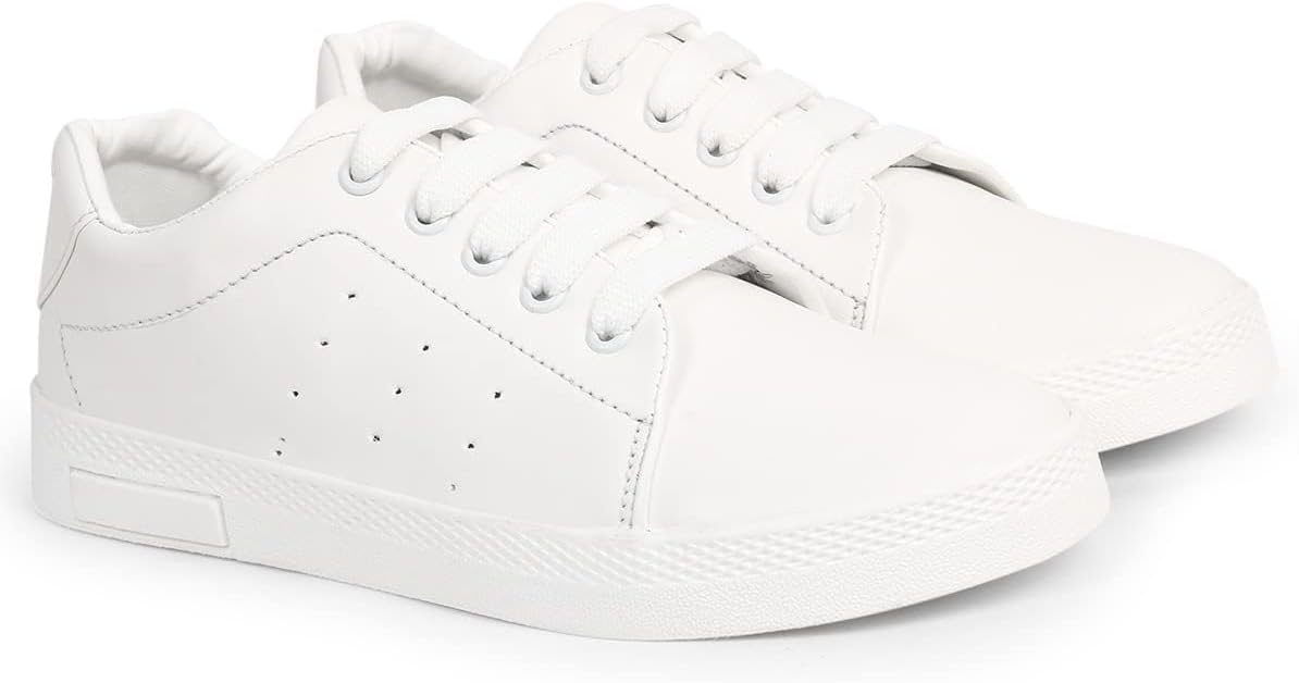 Solid White Sneaker Shoes for Women