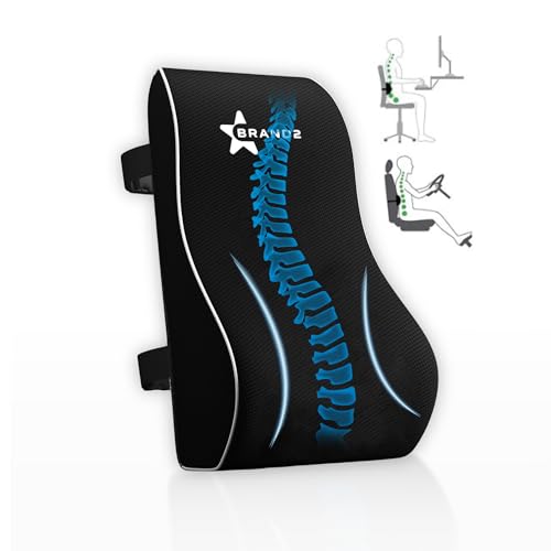 Brand2® Cojín Lumbar Corrector Postura Espalda para Silla Escritorio Silla Gaming Silla Oficina Ideal para Almohada Viaje 100x100 Transpirable!