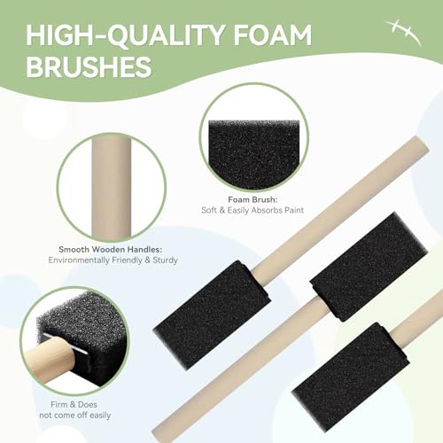DMSVK 20 Pcs Foam Paint Brushes, 1'' Sponge Paint Brush, Foam Brushes for Painting, Craft, Staining, Varnish, Touch Up - Thumbnail 3