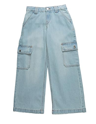 Roxy Girl's Celestial Dancer Oversized Denim Pants (Little Kids/Big Kids) Light Blue 14 (Big Kid)
