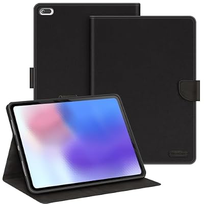 Shantime Leather Case Compatible with Lenovo Tab 4 8 Wi-Fi LTE TB-8504X 8.0 2017 Protective Cover with Inner TPU Silicone Shell, Built-in Stand and Rugged Drop-Proof(Black)