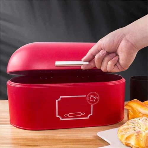 Retro Bread Bin - Large Capacity Metal Storage Tin for Kitchen Countertop, Ideal for Bread and Cookies (Red) - Image 3