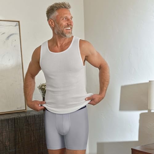 Jockey Men\'s Undershirt 100% Cotton A-Shirt Tank - 4 Pack, White, L