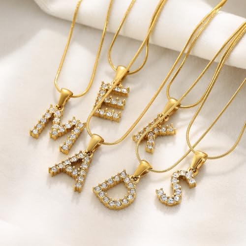 E.B.belle 18K Gold Plated Gold Letter Necklace for Women | Dainty Initial A Pendant Cubic Zirconia Necklace | Hypoallergenic Non Tarnish Trendy Minimalist Daily Wear & Wedding Gift Fashion Jewelry by E.B.belle - Used condition - Image 5