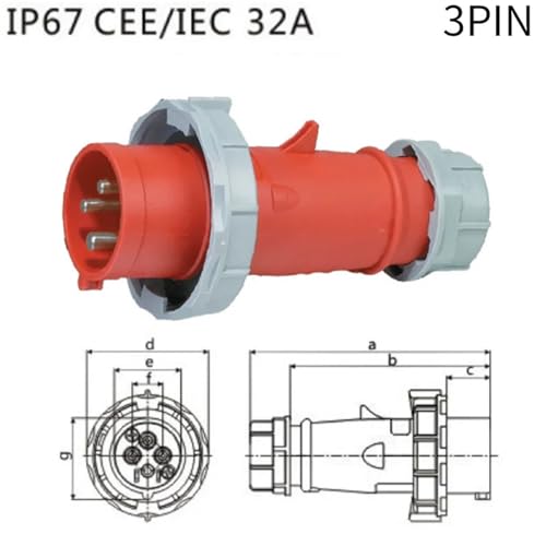 Enchufe industrial 32A 230V con aislamiento IP67 premium CLN0231 3