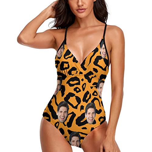 Maillot de bain personnalisé imprimé visage bikini taille haute femme