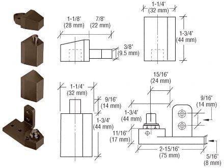 C.R. LAURENCE 0P31LHDU CRL Dark Bronze Offset Left Hand Pivot Set with 1/8" Recess