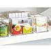 mDesign Deep Plastic Kitchen Storage Bins with Handles for Organization in Pantry, Cabinet, Fridge or Freezer Shelves - Food Organizer for Yogurt or Squeeze Pouches - Ligne Collection - 4 Pack - Clear