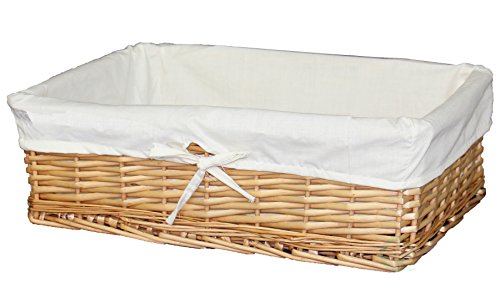 Vintiquewise Large Willow Basket with Fabric Lining (1 Large Basket)