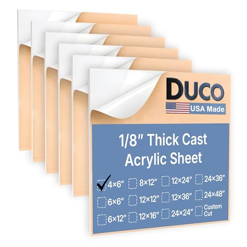 Image of Duco White Cast Acrylic Sheets 1 /8 inch (3mm) Thick 4 inch x 6 inch - 6 Pack of USA-Made Translucent White Plexiglass Sheet - Shatter Resistant Acrylic Board for Signs, Displays, Frames, & Decorative Projects