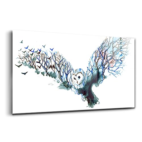 Tableau en verre d'art 140x70cm design innovant nature oiseau