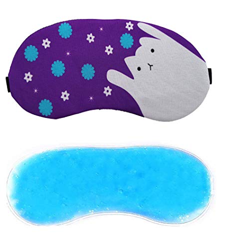 Image of Eye Mask for Sleeping with Adjustable Strap Super Soft Sleeping Mask Blind Fold for Comfortable Sleep Travelling Sleep Mask Pad for women (Purple-Gel)