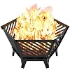 22.5 Inch Portable Hexagon Fire Pit with Travel Bag — Smokeless Patented Design Outdoor Wood Burning Fire Pit for Camping, Backyard, Patio, Bonfire, Picnic and BBQ, Diagonal Hollow Style