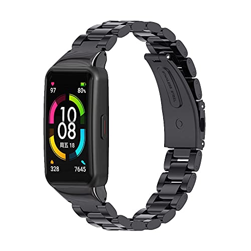 Mijobs Strap for Honor Band 6 Huaiwei Band 6 Smart Wristband, Stainless Steel Replacement Band Strap for Honor Band 6 Pro Huaiwei Band 6 Pro Bracelet Metal Wrist
