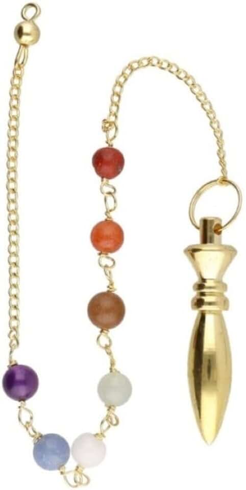 Péndulo Karnak Egipcio Chakras Minerales Bronce Dorado Protector Espiritual Radiestesia Ideal para Captar y Emitir Energías