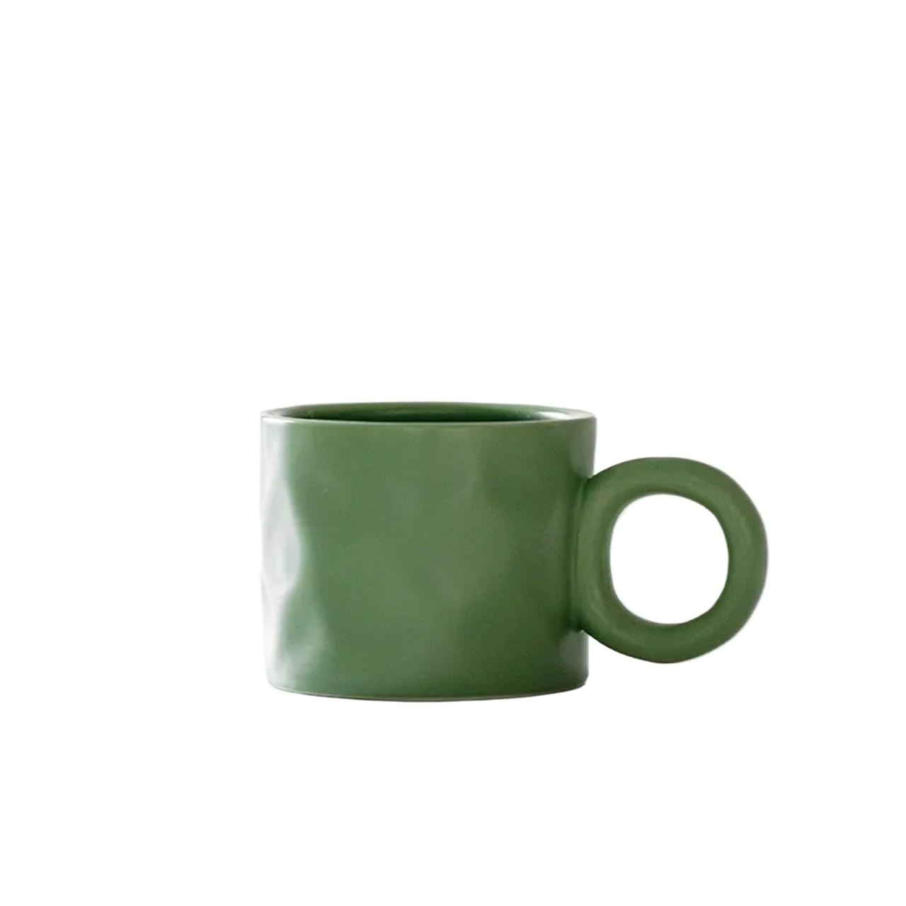 Tazas de café grandes de cerámica, Taza de café porcelana cerámica for desayuno, taza avena con asa anillo, multicolor, 450 ml(Green)