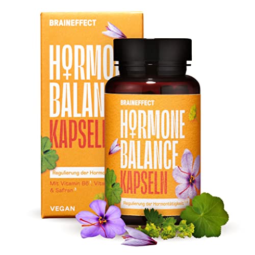 BRAINEFFECT Hormon Balance Kapseln [60 Stk.] - Botanicals, Vitamin B6 & Magnesium helfen deinen Rythmus zu finden, Alternative zu Mönchspfeffer, PMS Kapseln Cover