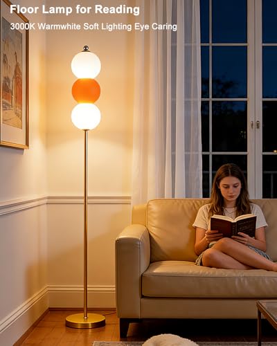 Image of Lightdot RGB Floor Lamp with Touch Control, Dimmable Globe Modern Standing Lamp, RGB&3000K Color Changing LED Floor Lamp Ambient Lighting, Orange Tall Lamp for Living Room Bedroom Gaming Corner Decor