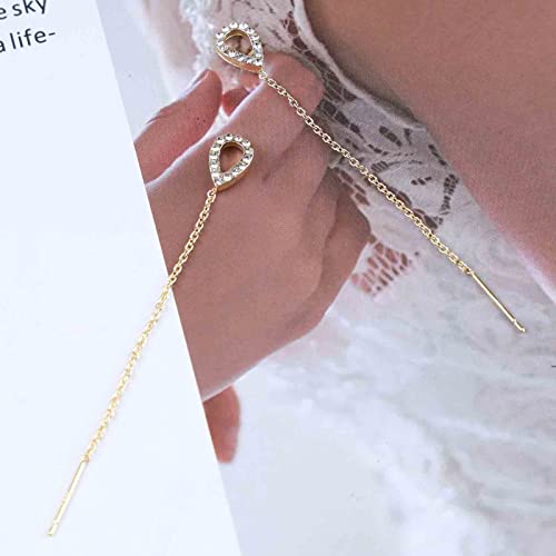 Cz Teardrop Threader Earrings Long Tassel Threader Dangle Earrings Gold Bar Threader Chain Earrings Crystal Tassel Threader Earrings Jewelry for Women3