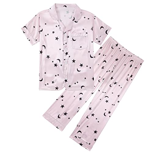 Baby And Toddler Girl Clothes Kids Toddler Baby Girls Spring Summer Cartoon Print Short Sleeve Long (Pink, 7-8 Years)