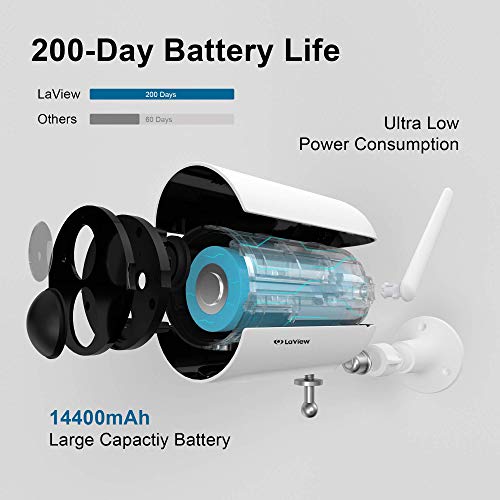 Laview Outdoor Security Camera,Rechargeable Battery Powered Camera 14400Mah,Home Security Camera 1080P,Wifi Camera Waterproof With Night Vision,Motion Detection,2-Way Audio,Usa Cloud Storage/Sd Slot #TOP1