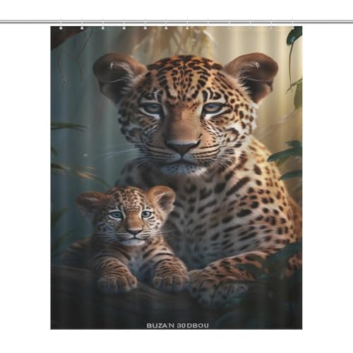 Rideau de douche léopard en polyester imperméable 152x183 cm