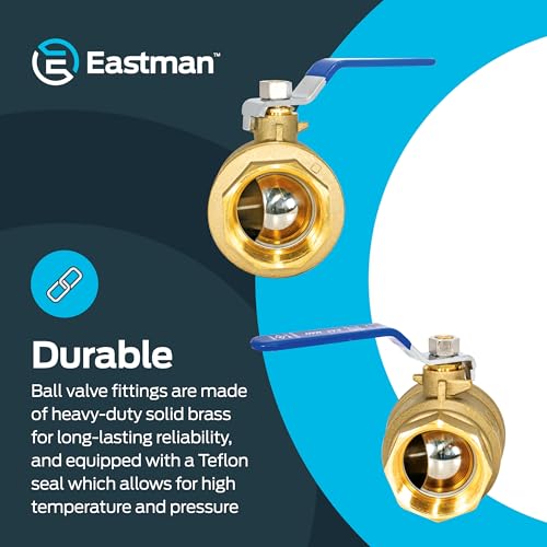 Image of Eastman 2 Inch IPS Heavy Duty Full Port Ball Valve, Brass Plumbing Fitting, 20055LF