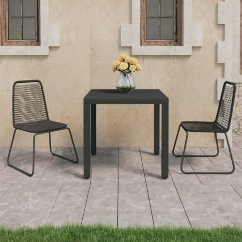 Salon de Jardin 3 pcs Rotin PVC Noir,Patio Furniture,Table Et Chaise en Rotin,Salon De Jardin Textilene