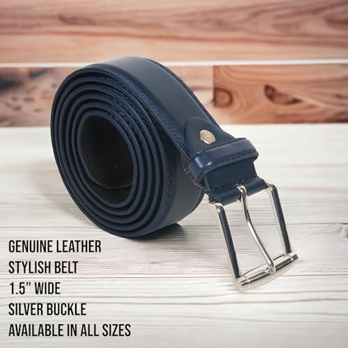 LB LEATHERBOSS Casual Genuine Leather Jeans Belt - Navy Blue Color2
