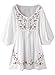 Produktbild FUTURINO Damen Sommerkleid Bohemian Stickerei Floral Tunika Shirt Bluse Flowy Minikleid, 03 Weiße, S