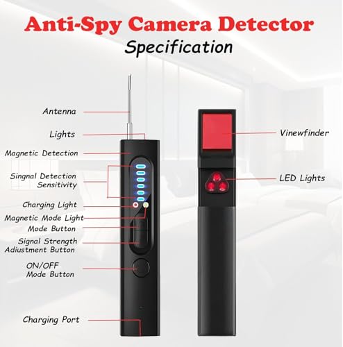 Image of Hidden Camera Detectors,Bug Detector Anti Spy Camera Finder,GPS Tracker Detector Hidden Device Detector,Signal Scanner for Hotels Car Home Travel,6 Levels Sensitivity 5 Modes