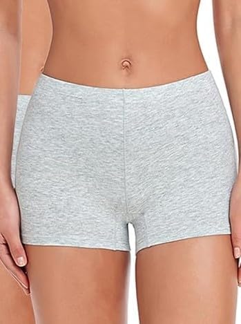 Women's Mid Rise Full Panty Cotton Boy Shorts Boxer Brief Cotton Crotch Style Underwear Waistband | Daily use Underwear Pack of 1 (in, Alpha, S, 1, Grey)-image-12