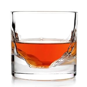 LIITON Grand Canyon Heavy Crystal Whiskey Glasses Gift Set of 2, Thick Freezable Bourbon Glass 1lb Each, Premium Whiskey Gifts for Men, Frozen Crystal Chills Cocktails, 10 oz
