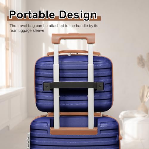 Image of Joyway Luggage Set 3 Piece Suitcase Sets with Spinner Wheel,Hardside Expandable Travel Laggage with TSA Lock (13 /20 /24 /28 Navy brown