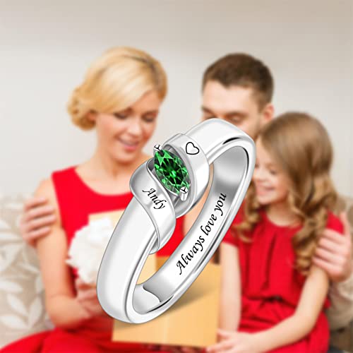 Bauma Auto Personalized 1-6 Birthstone Rings Family Mothers Ring Custom Engraved Name Rings For Women Grandma Mom Daughter (1 Stone) #TOP5