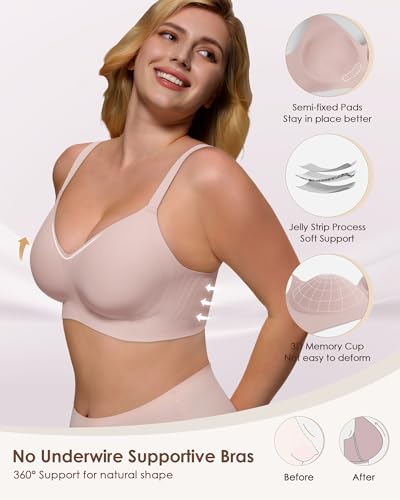 As Fairy No Underwire Bras Seamless Wireless Full Coverage Comfort Bralette Supportive Push Up Everyday Bras Pink 38A — view 2