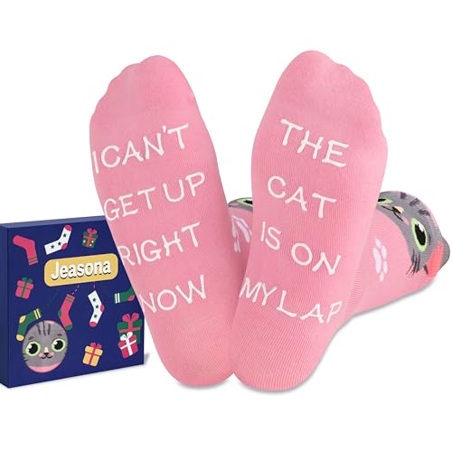 Jeasona Cat Socks Womens 6-9 Cat Lovers Mum Gifts for Christmas Birthday