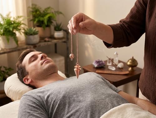 Image of Designer Copper Pendulum for Reiki Healing, Dowsing & Chakra Balancing - Cone Shape Divination & Meditation Tool for Energy Cleansing