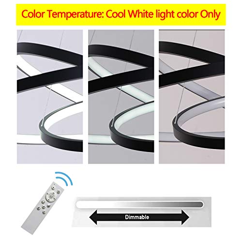 Dearlan Modern Led Chandelier Lighting Dimmable Ceiling Dining Room Chandeliers Contemporary Living Room Light Fixtures Hanging 3 Ring Foyer Bedroom Pendant Lights Cool White Black #TOP2