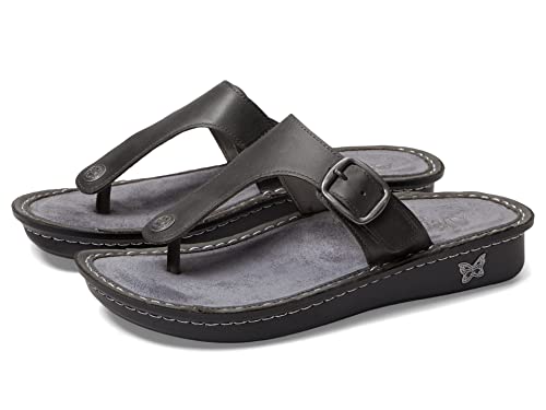 Alegria Women's Vella Lightweight Arch Support Comfort Leather Thong Slide Sandal Oiled Ash 10.5-11 M US