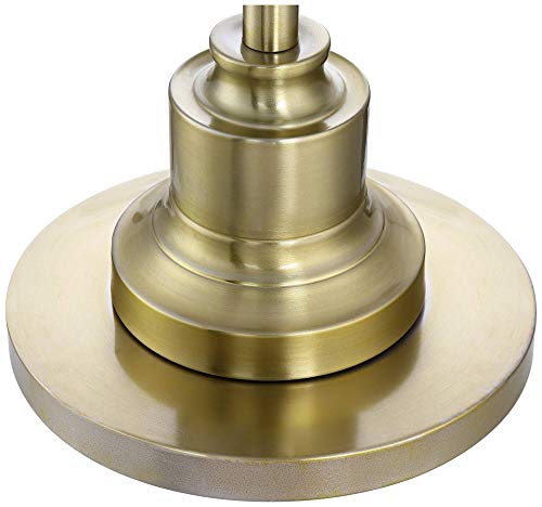 360 Lighting Spenser Traditional Floor Lamp Standing 58" Tall Brushed Antique Brass Gold Metal Thin Column Off-White Linen Fabric Empire Shade For Living Room Reading House Bedroom Home #TOP5