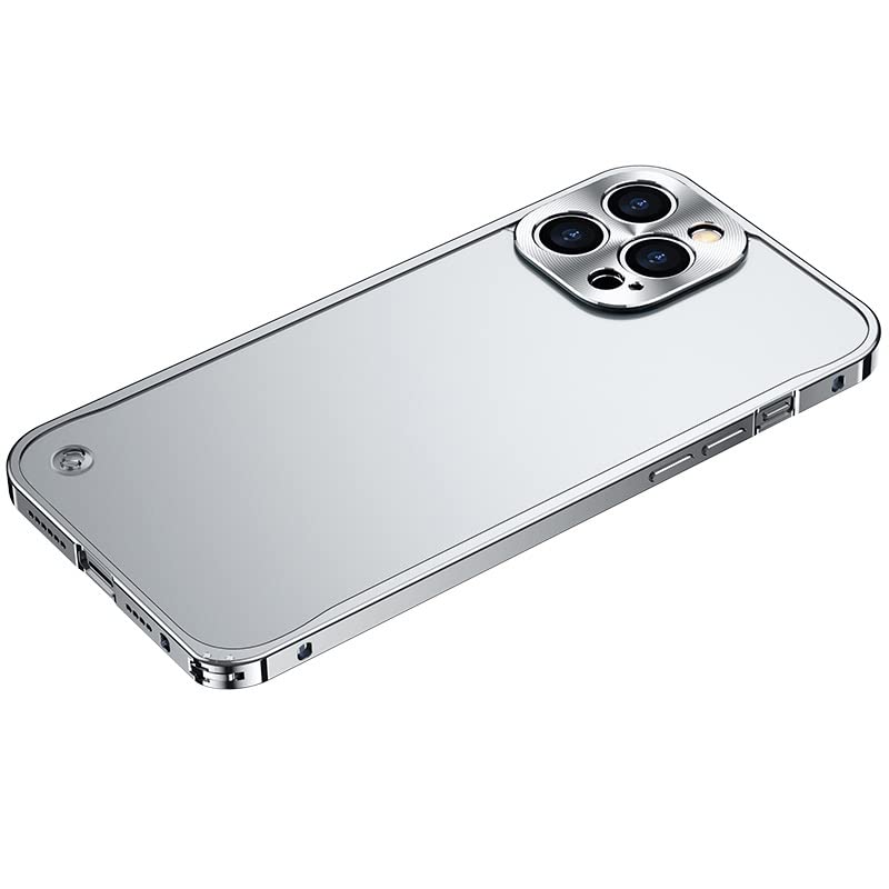 Aluminum Alloy Metal Frame with Frosted Back Shockproof Phone Case For iPhone 12 Pro (Silver)