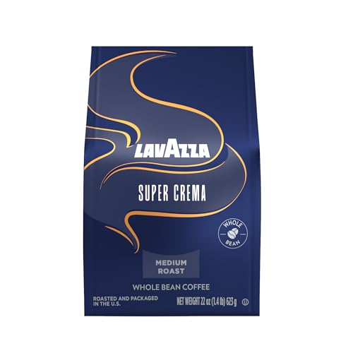 Lavazza Super Crema Whole Bean Coffee, Medium Espresso Roast, Arabica and Robusta Blend, 22 oz Bag