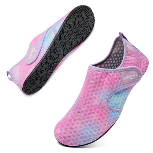 Image of WateLves Water Shoes for Women Men Swim Beach Aqua Socks Quick Dry Barefoot House Slippers Travel Shoes with Adjustable Magic Tape for Pool Diving Boating Yoga Surf