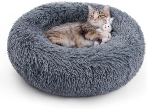 rabbitgoo Cat Bed for Indoor Cats, Soft Plush Donut Cuddler Cushi...