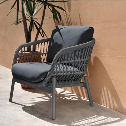 Image of BRISHI Outdoor 4 Seater Sofa Set | Balcony Sofa | Patio Furniture Sets | Conversation Sets | Braid & Rope Garden Sofa Set. (Grey)