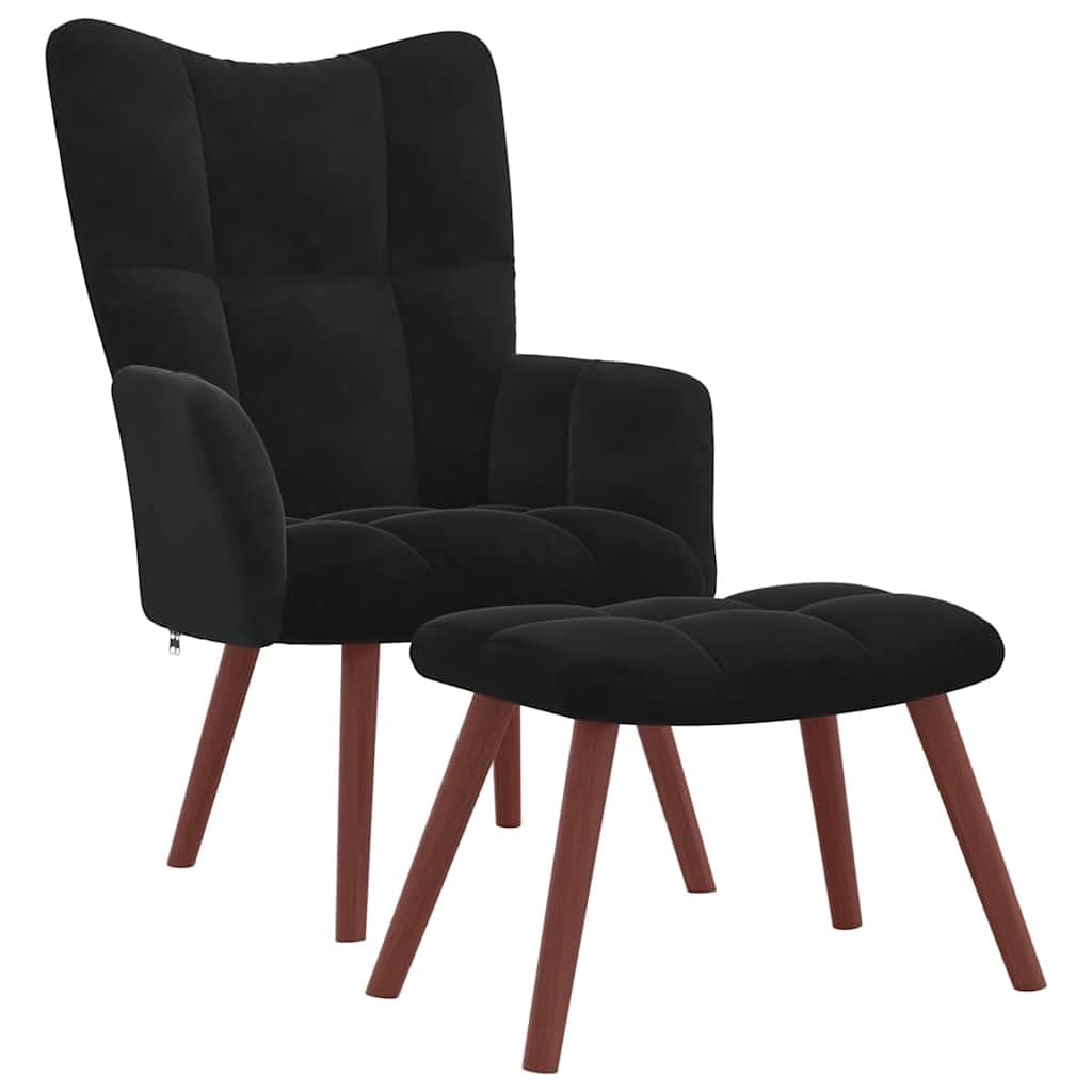Generisch Relaxsessel mit Hocker Schwarz Samt,Möbel,Stühle,Sessel,8.55KG,328068