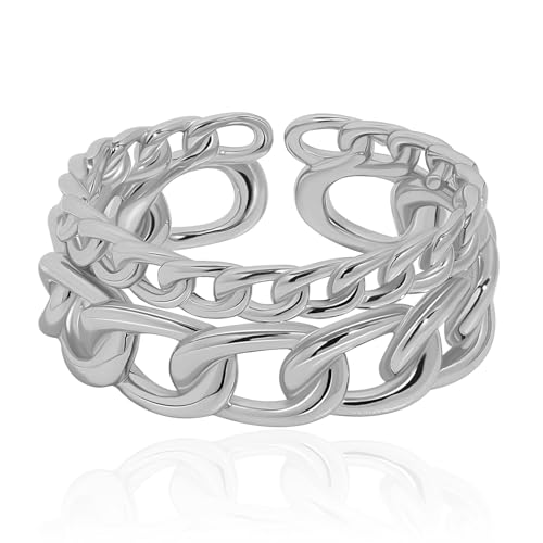 Meissa - Meissa Bagues en Argent Sterling pour Pouce Femme Bagues Empilables Anneau Chaîne Ouvert Bague Maille Cubaine Taille Réglable
