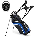 SPOTRAVEL Lightweight Golf Bag, Golf Stand Bag with 14 Club Dividers, 6 Zippered Pockets, Rain Hood & Carrying Handles, Portable Full-Length Golf Club Bag for Convenient Carrying & Storage (Blue)